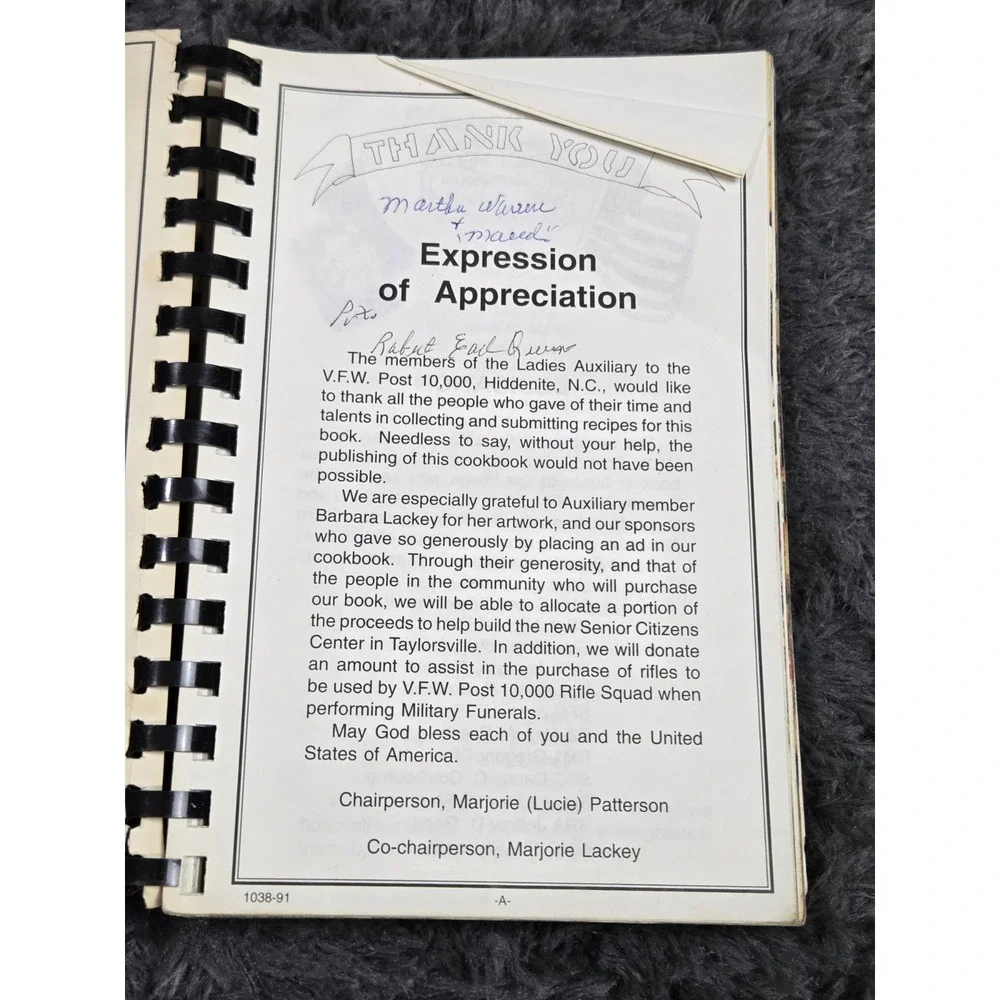 Ladies Auxiliary To V.F.W. Hiddenite,‎ North Carolina Cookbook 1991 Post 10000